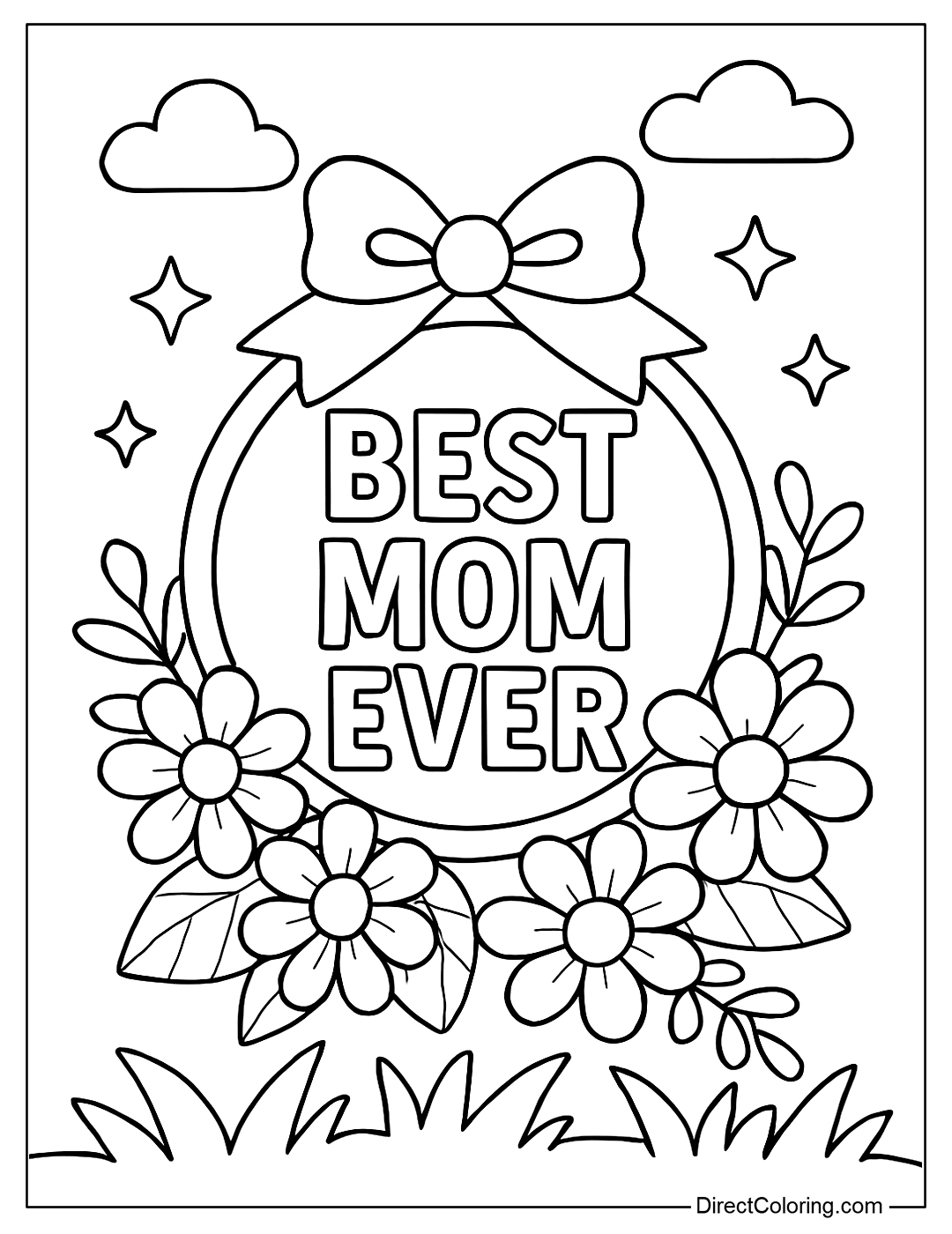 coloring page A large gold medal with the words 